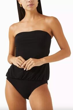 Norma Kamali | NWT Strapless Babydoll Mio Black One Piece Swimsuit Bodysuit L